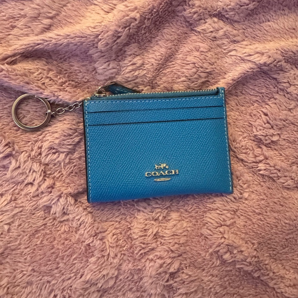 Coach Blue Leather Key & Card Holder
